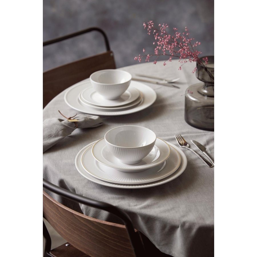 Pillivuyt Pliss Teller 28 cm, Wei/Mattgold