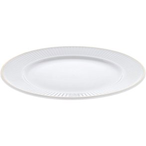 Pillivuyt Plissé Tallerken 28 cm, Hvid/Mat guld
