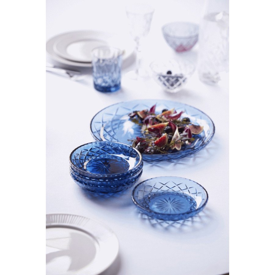 Lyngby Glas Sorrento Kuchenteller 4er Set 16 cm, Blau