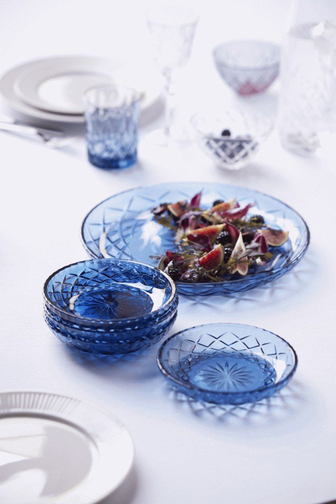 Lyngby Glas Sorrento Kuchenteller 4er Set 16 cm, Blau