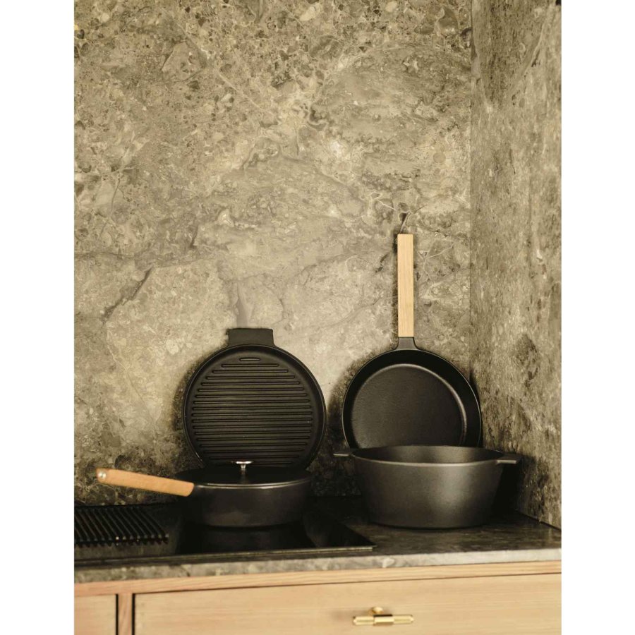 Mors NAC Sauterpfanne aus Gusseisen mit Deckel 25 cm, Schwarz