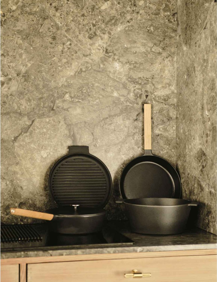 Mors NAC Sauterpfanne aus Gusseisen mit Deckel 25 cm, Schwarz