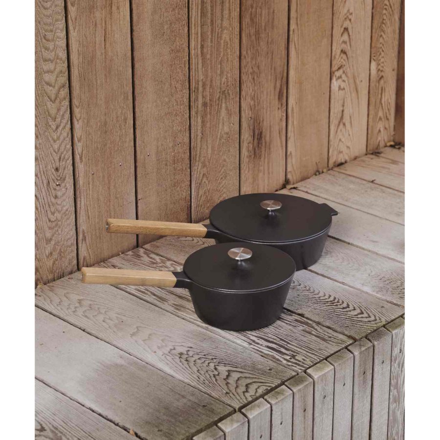 Mors NAC Sauterpfanne aus Gusseisen mit Deckel 25 cm, Schwarz