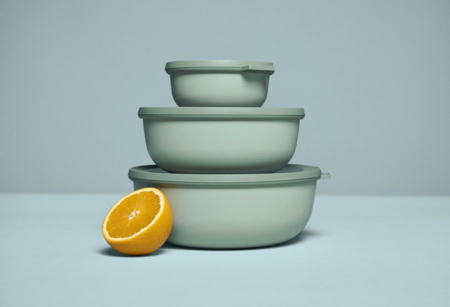 Mepal Cirqula Niedriges Schalenset mit Deckel 3er Set, Nordic Sage
