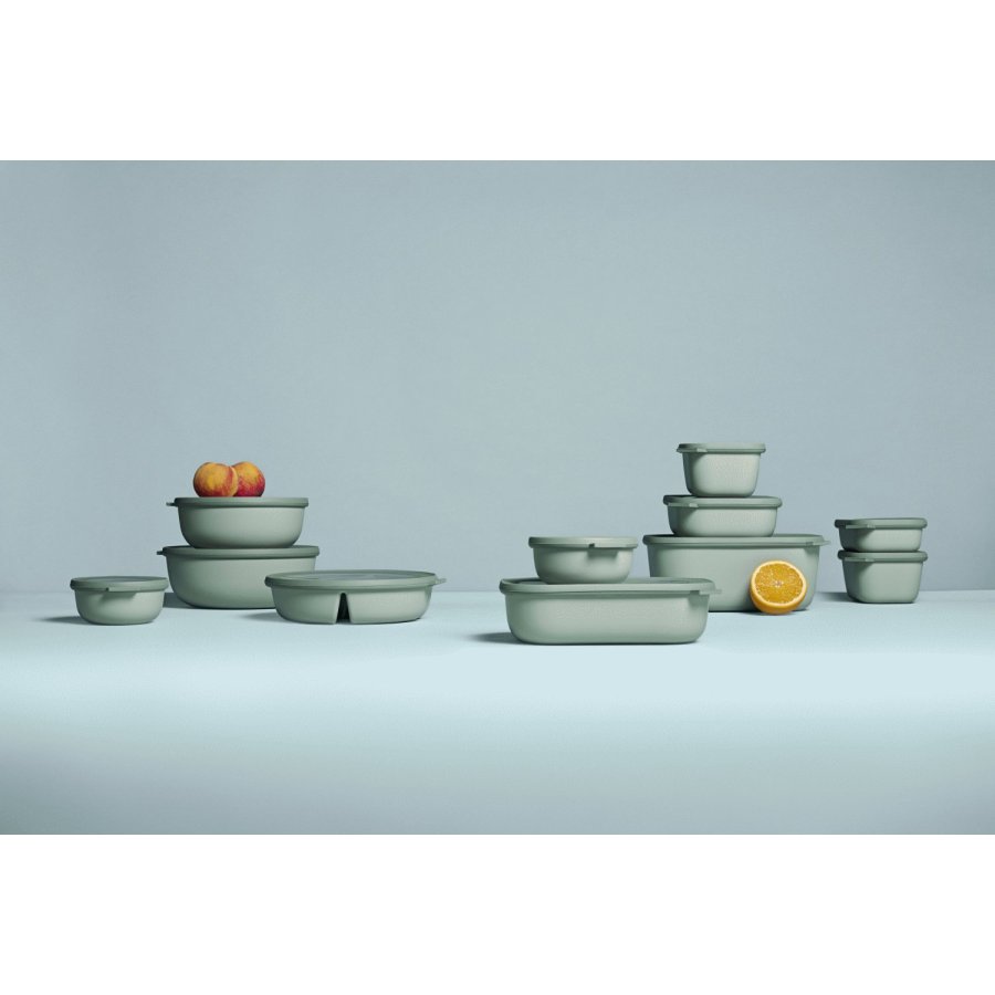 Mepal Cirqula Niedriges Schalenset mit Deckel 3er Set, Nordic Sage