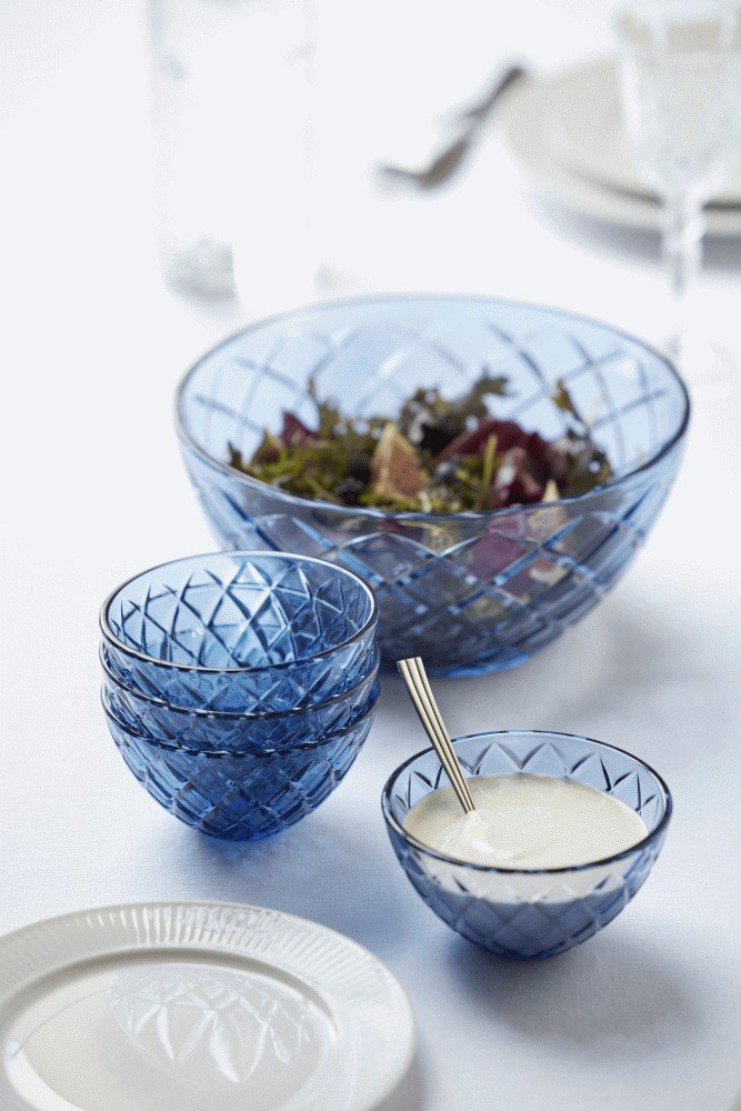 Lyngby Glas Sorrento Schale 4er Set, 12 cm, Blau