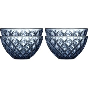 Lyngby Glas Sorrento Schale 4er Set, 12 cm, Blau