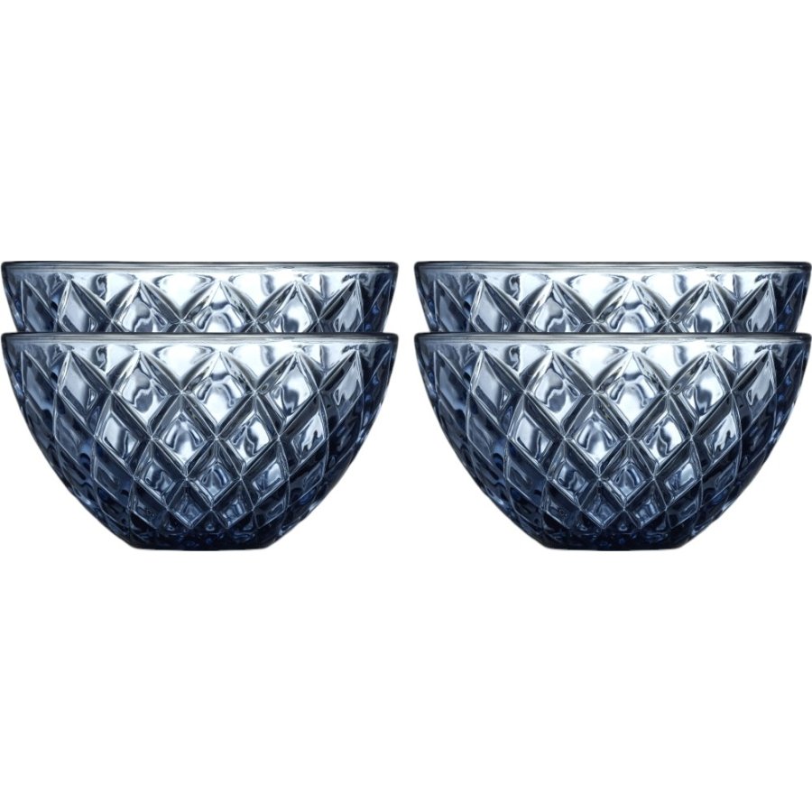 Lyngby Glas Sorrento Schale 4er Set, 12 cm, Blau