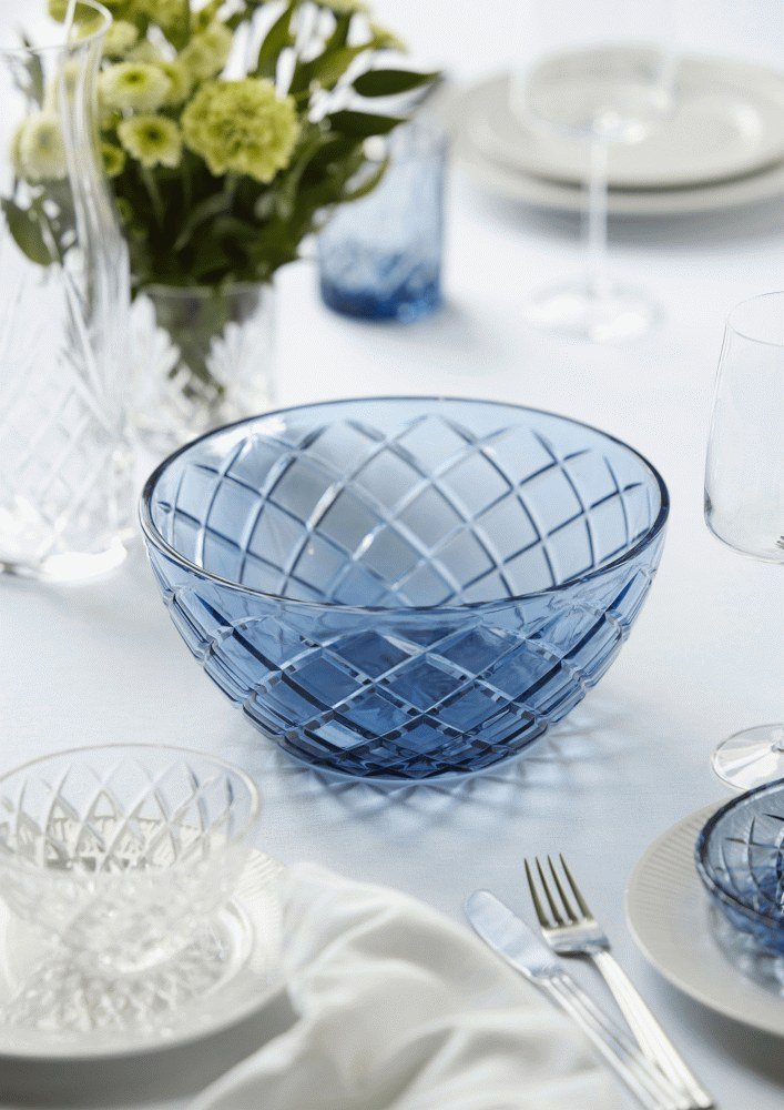 Lyngby Glas Sorrento Salatschssel 24 cm, Blau