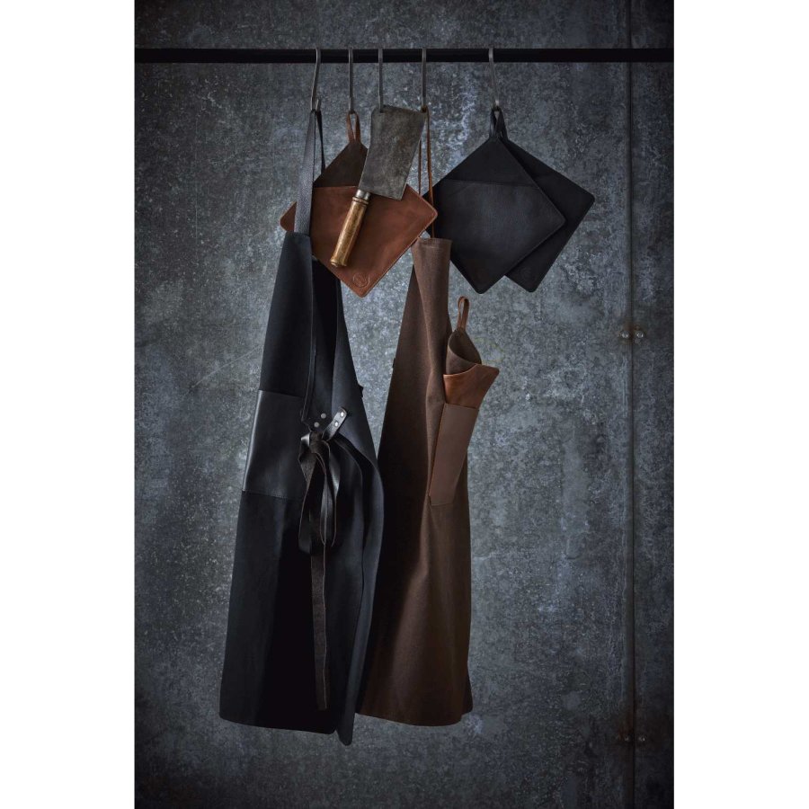 Pillivuyt Gourmet Schrze 88x70 cm, Schwarzes Canvas/Leder