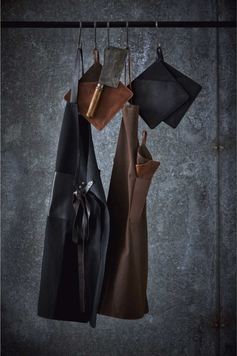 Pillivuyt Gourmet Schrze 88x70 cm, Schwarzes Canvas/Leder