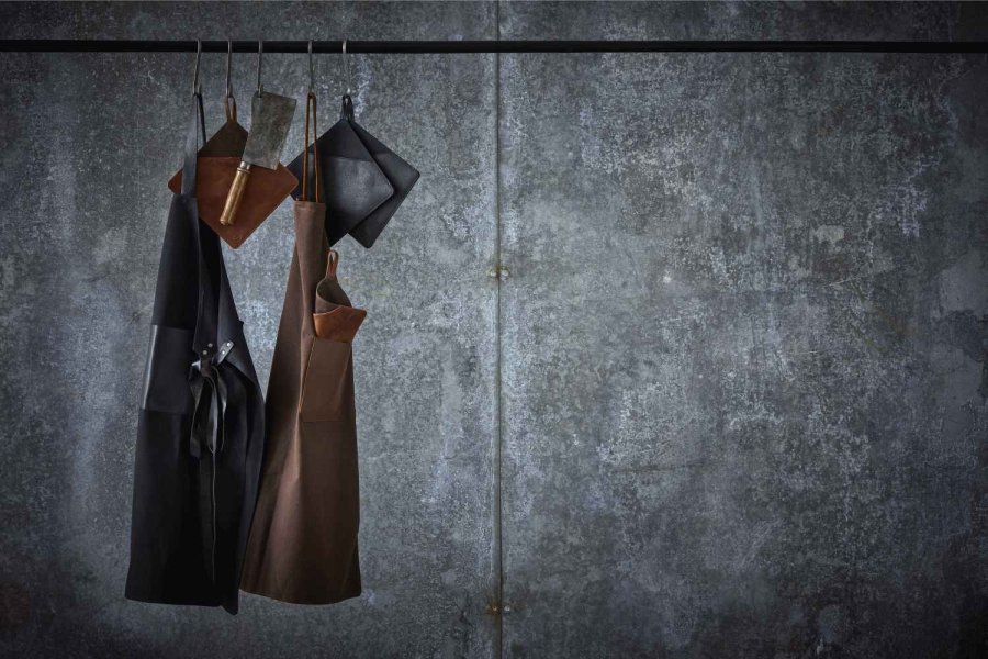 Pillivuyt Gourmet Schrze 88x70 cm, Schwarzes Canvas/Leder