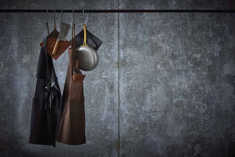 Pillivuyt Gourmet Schrze 88x70 cm, Schwarzes Canvas/Leder