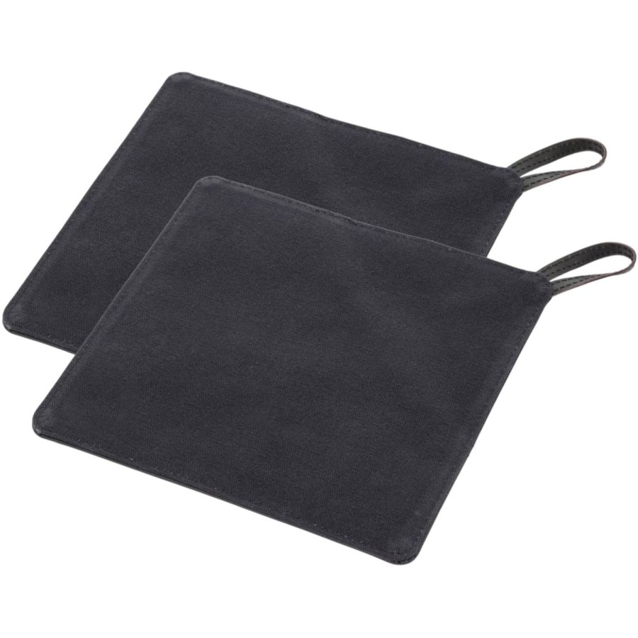 Pillivuyt Gourmet Topflappen 2er Set 20,5x20,5 cm, Schwarzes Canvas/Leder