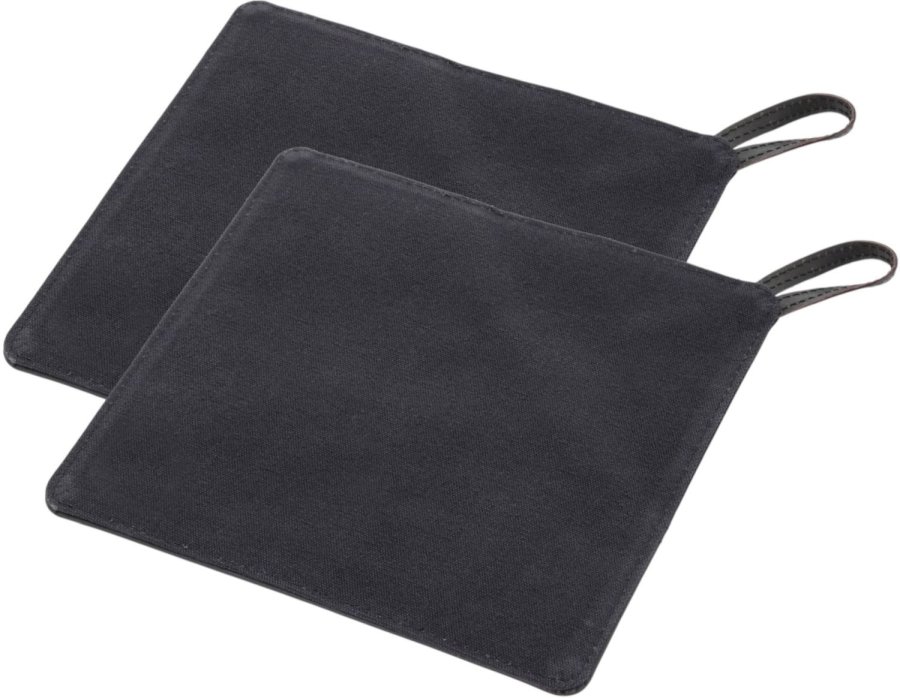 Pillivuyt Gourmet Topflappen 2er Set 20,5x20,5 cm, Schwarzes Canvas/Leder