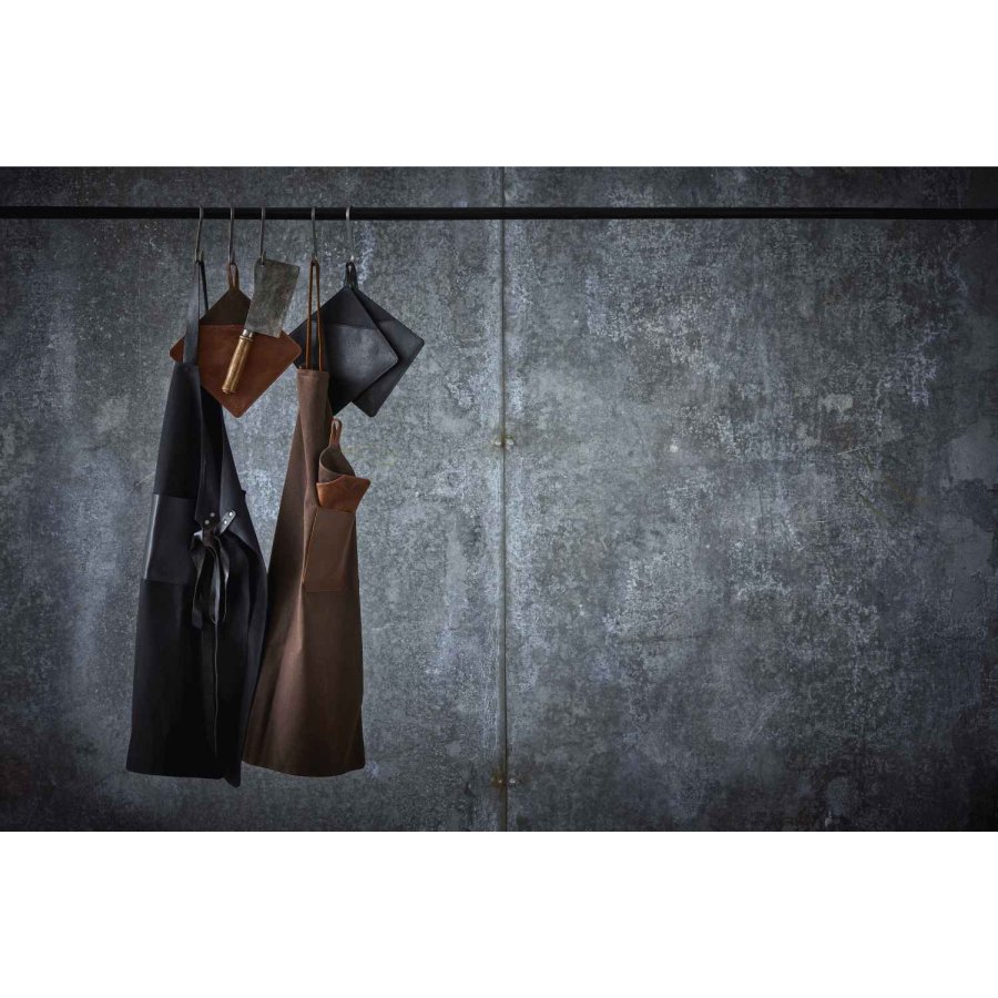 Pillivuyt Gourmet Topflappen 2er Set 20,5x20,5 cm, Schwarzes Canvas/Leder