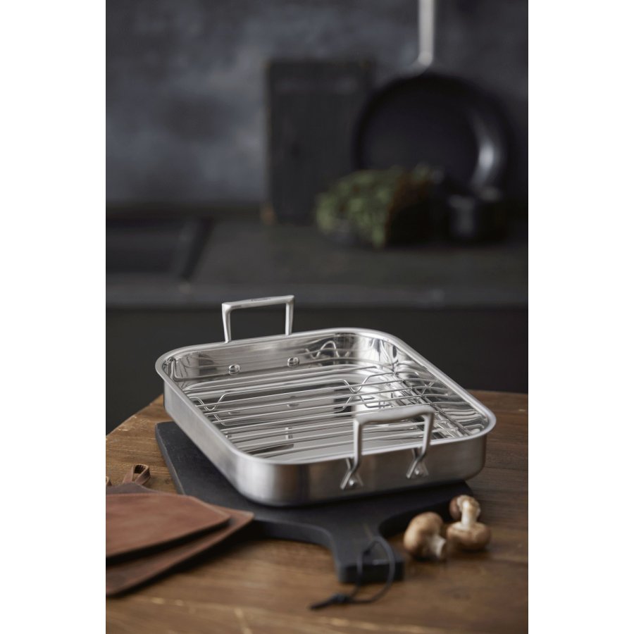 Pillivuyt Gourmet Somme Brter mit Rost 32x26,5x5,5 cm, Edelstahl