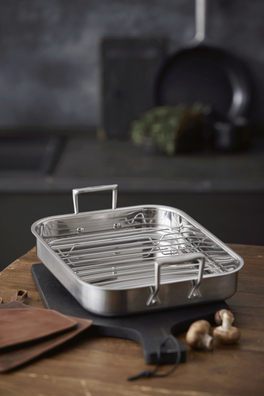 Pillivuyt Gourmet Somme Brter mit Rost 32x26,5x5,5 cm, Edelstahl