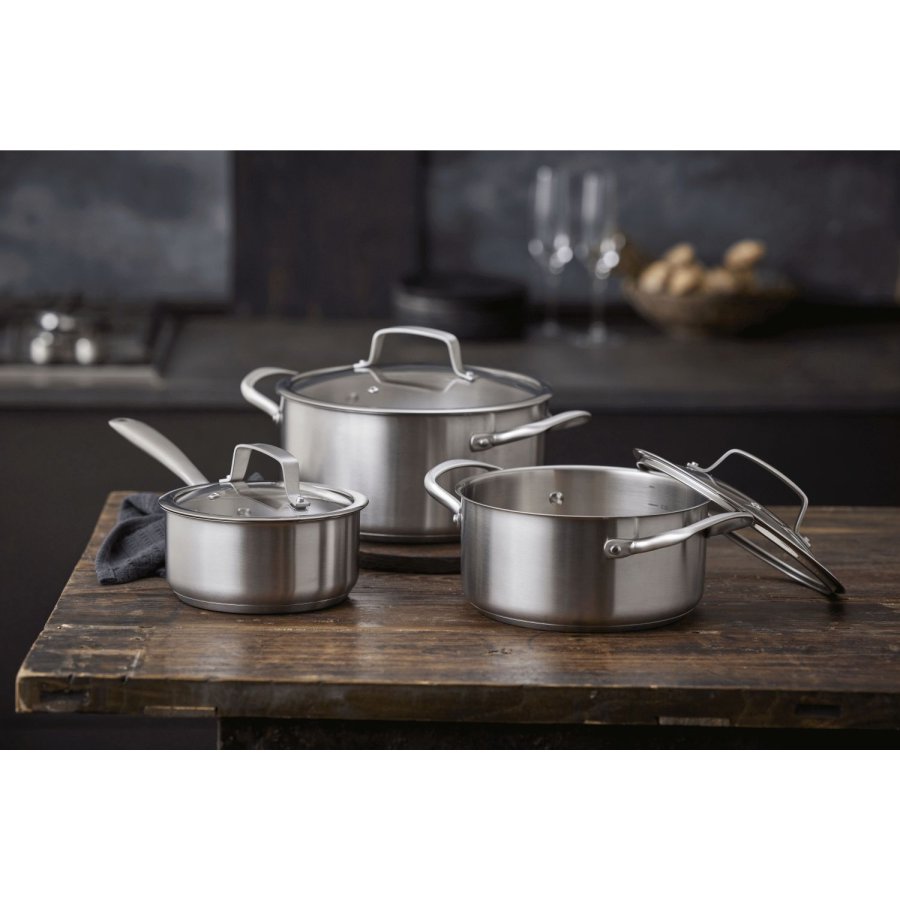 Pillivuyt Gourmet Roya Kochtopf mit Glasdeckel 20 cm/3 L, Edelstahl