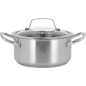 Pillivuyt Gourmet Roya Gryde m. Glaslg 20 cm/3 L, Rustfrit Stl