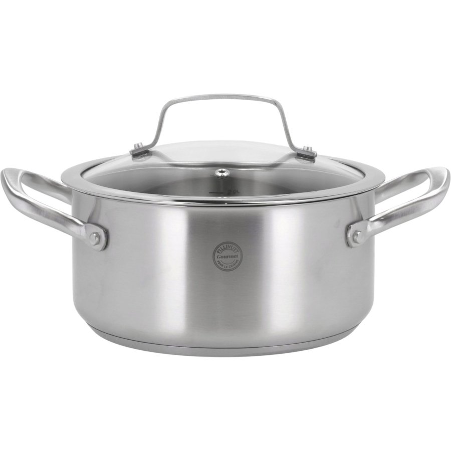 Pillivuyt Gourmet Roya Kochtopf mit Glasdeckel 20 cm/3 L, Edelstahl