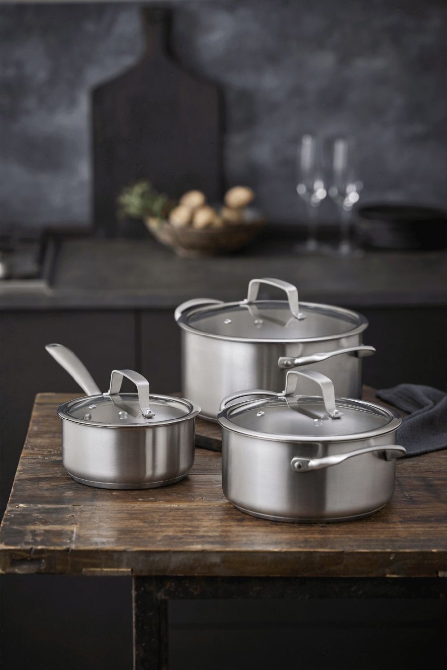 Pillivuyt Gourmet Roya Kochtopf mit Glasdeckel 24 cm/5,2 L, Edelstahl