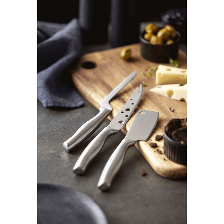 HOLM Ksebrett mit 3 Messern, Edelstahl/Akazienholz