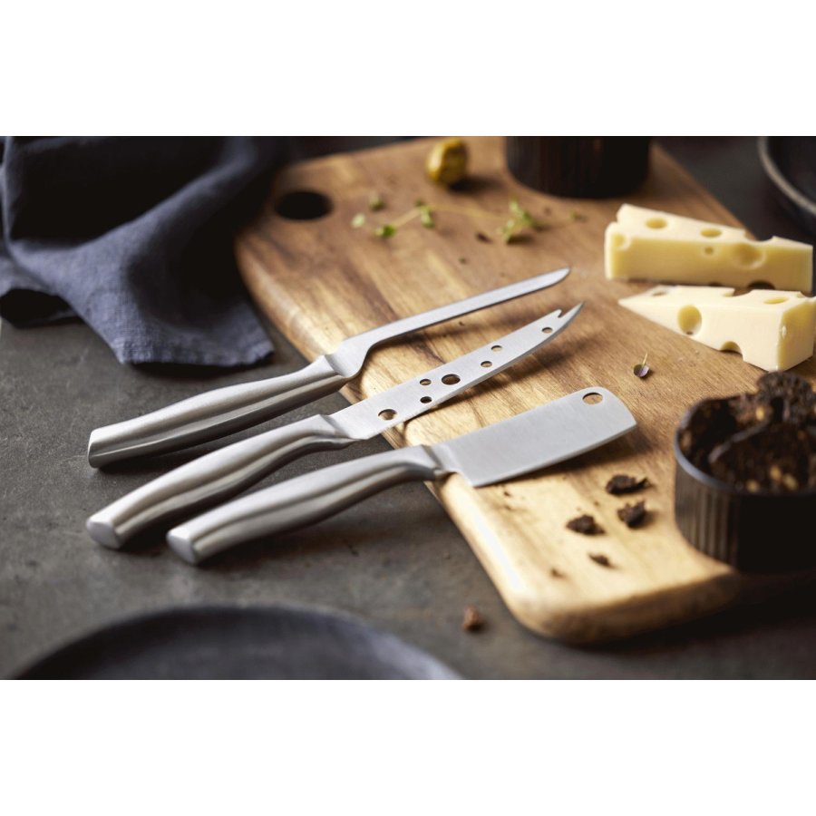 HOLM Ksebrett mit 3 Messern, Edelstahl/Akazienholz