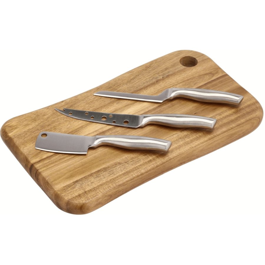 HOLM Ksebrett mit 3 Messern, Edelstahl/Akazienholz