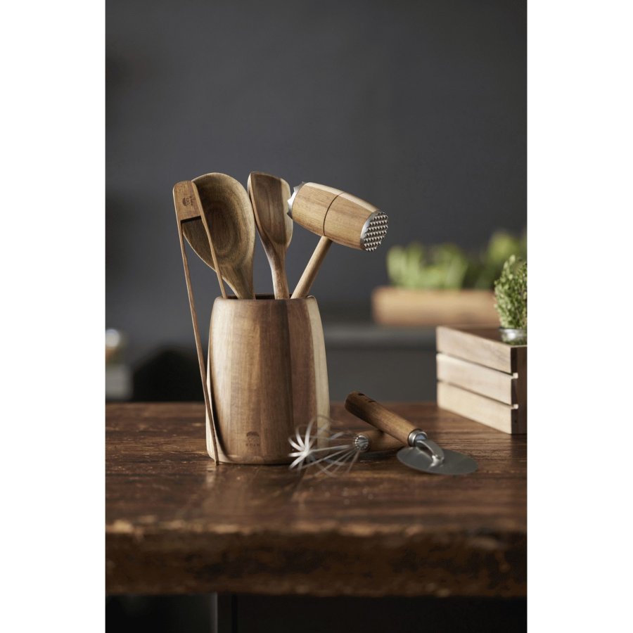 HOLM Pizzaskrer 24 cm, Rustfrit Stl/Akacietr