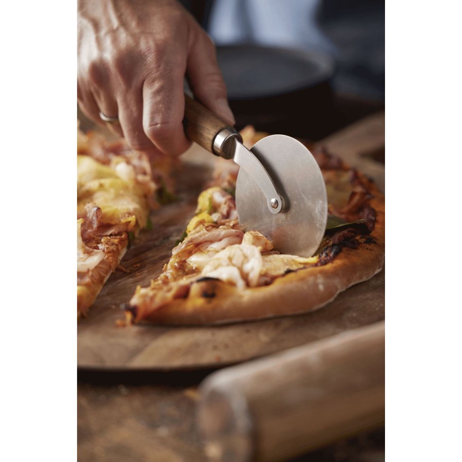 HOLM Pizzaskrer 24 cm, Rustfrit Stl/Akacietr