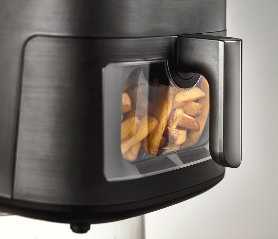 HOLM Heiluftfritteuse mit Fenster 6,5 L, Mattschwarz