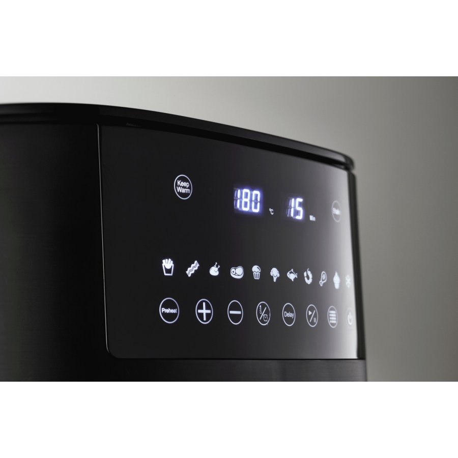 HOLM Heiluftfritteuse mit Fenster 6,5 L, Mattschwarz