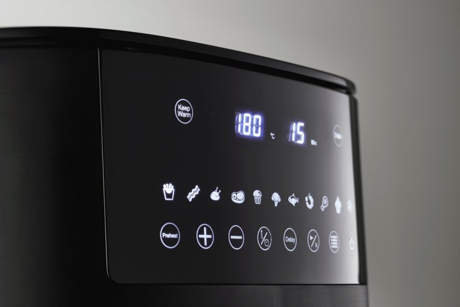 HOLM Heiluftfritteuse mit Fenster 6,5 L, Mattschwarz