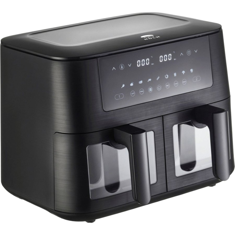 HOLM Doppelter Airfryer 9 L, Mattschwarz