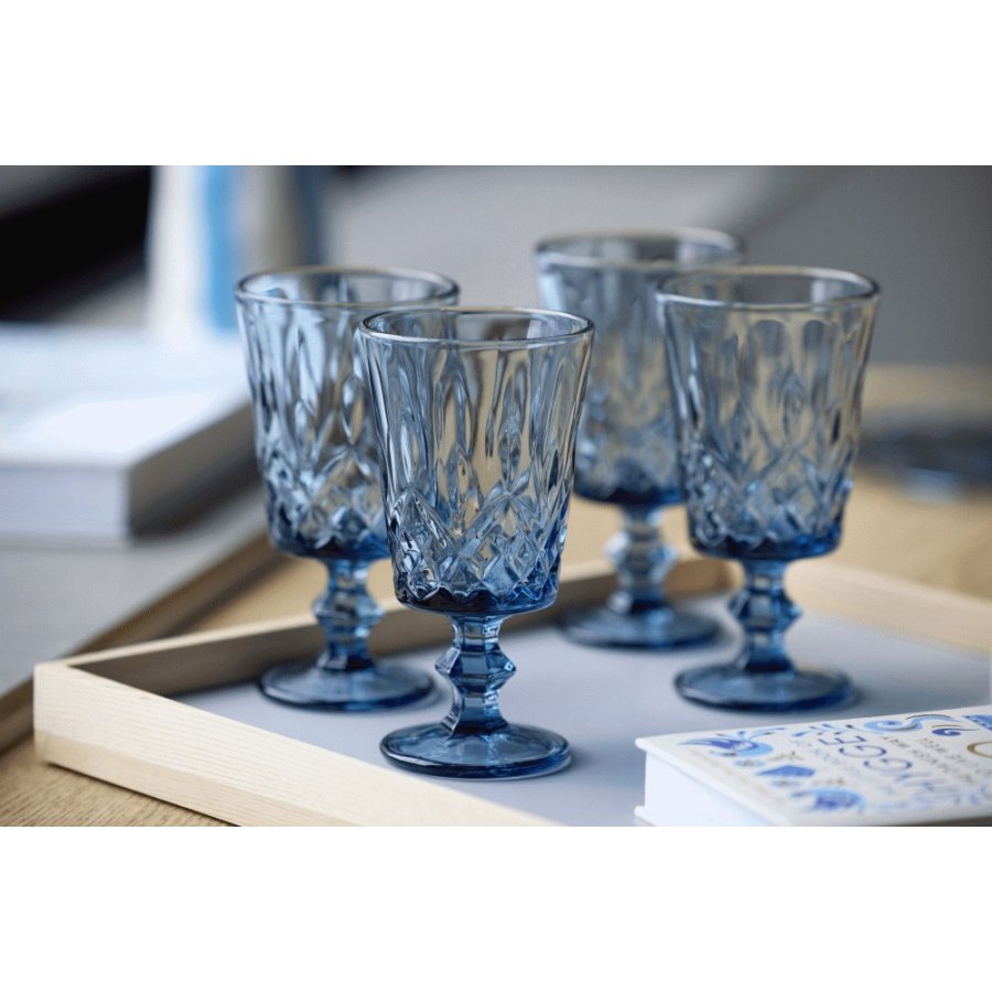 Lyngby Glas Sorrento Weinglas 4er Set 29 cl, Blau