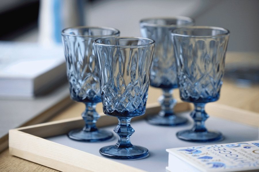 Lyngby Glas Sorrento Weinglas 4er Set 29 cl, Blau