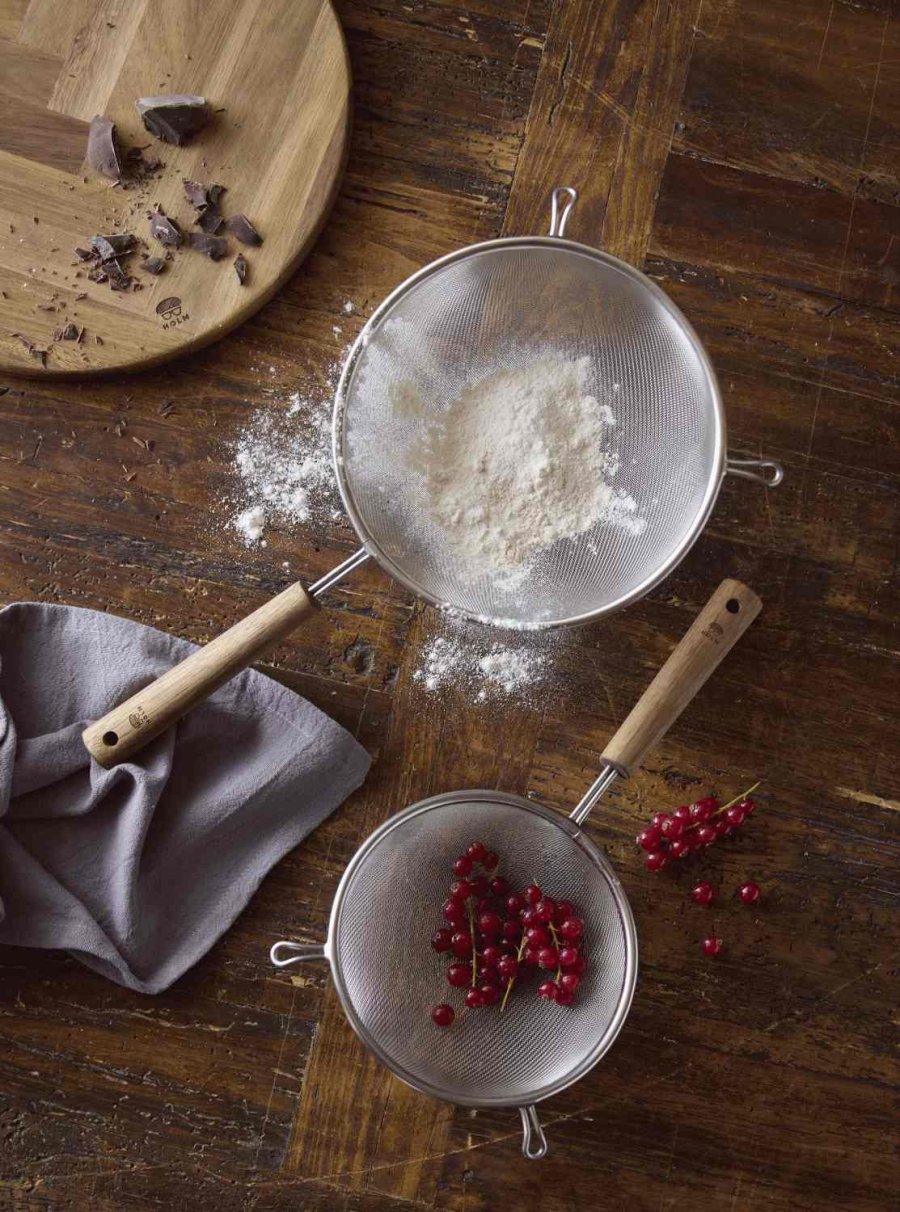 HOLM Drahtsieb 16 cm, Stahl/Akazienholz