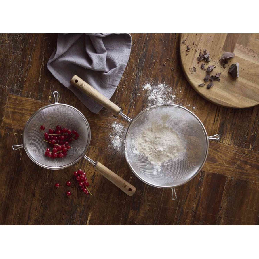 HOLM Drahtsieb 16 cm, Stahl/Akazienholz