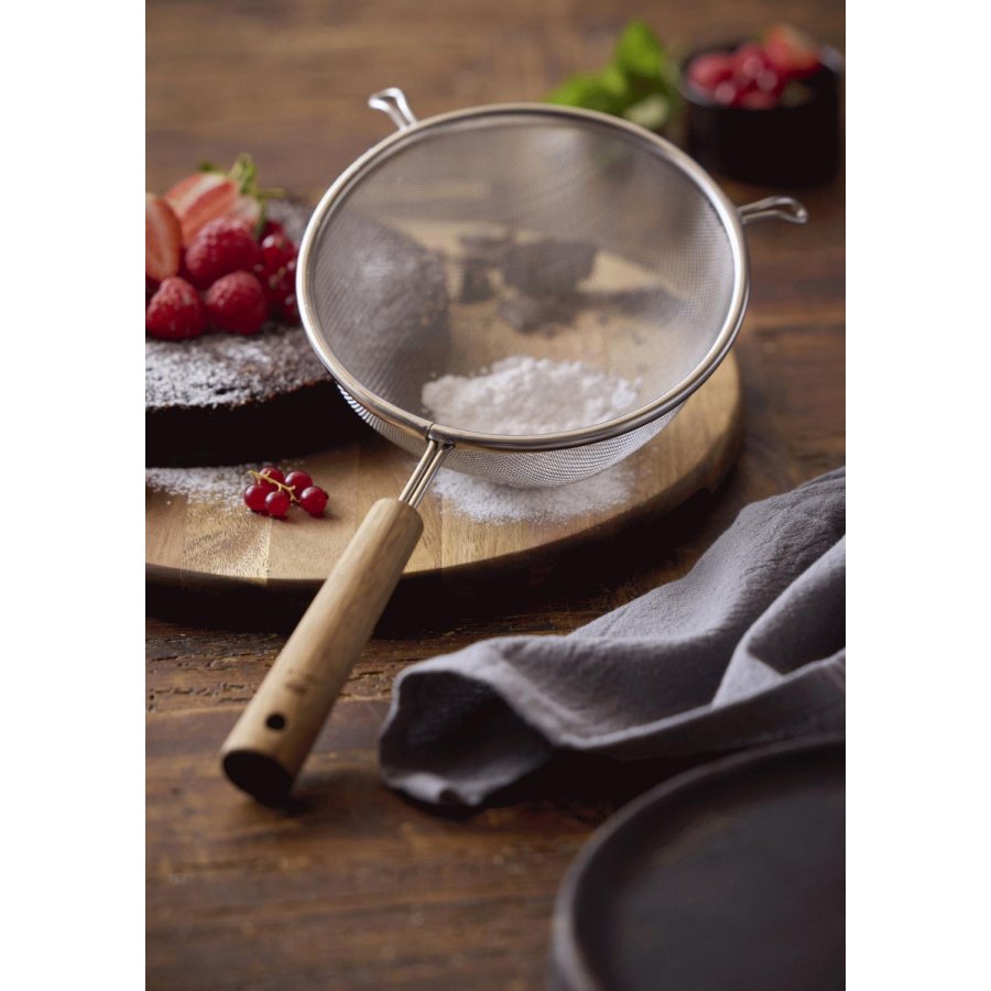 HOLM Drahtsieb 16 cm, Stahl/Akazienholz