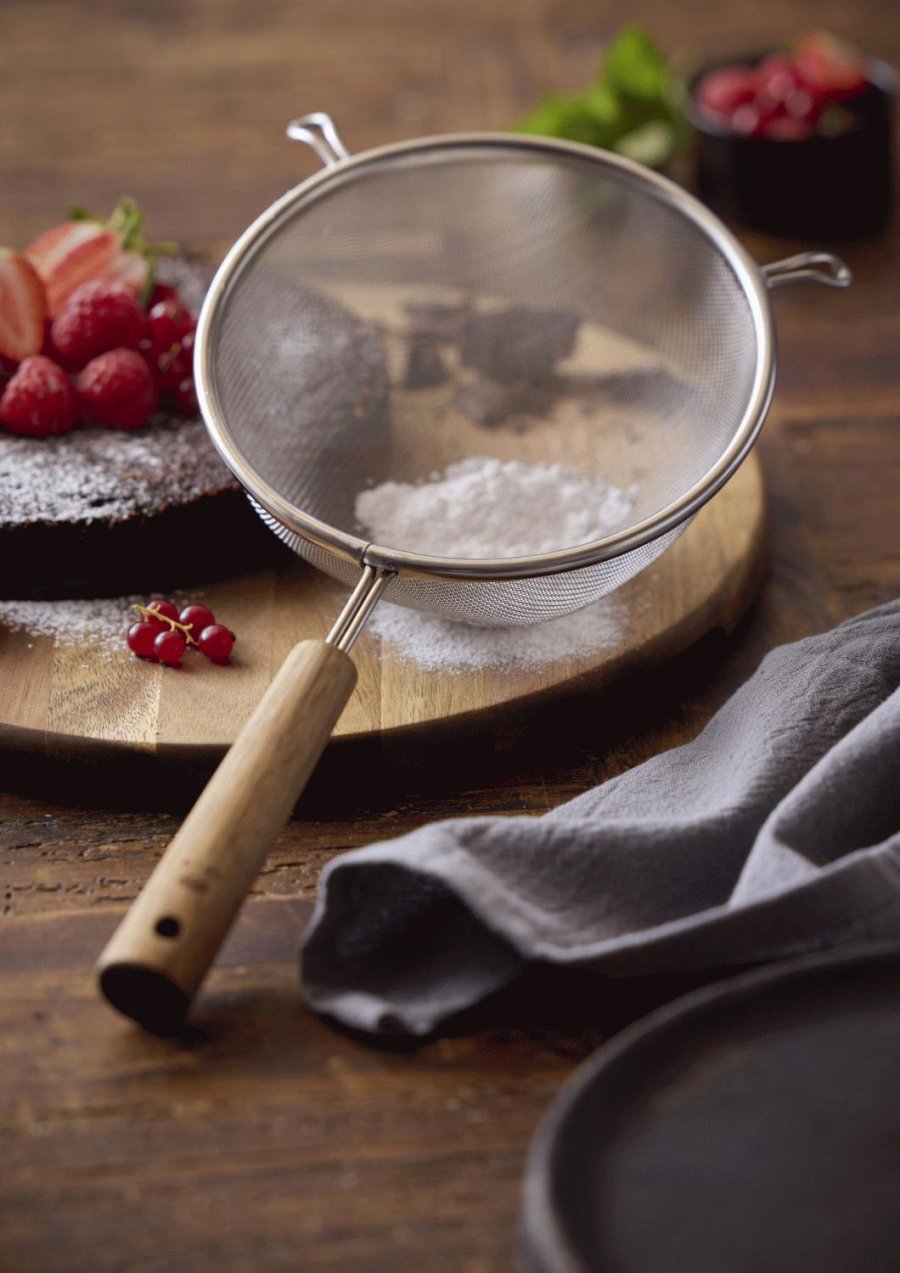 HOLM Drahtsieb 16 cm, Stahl/Akazienholz