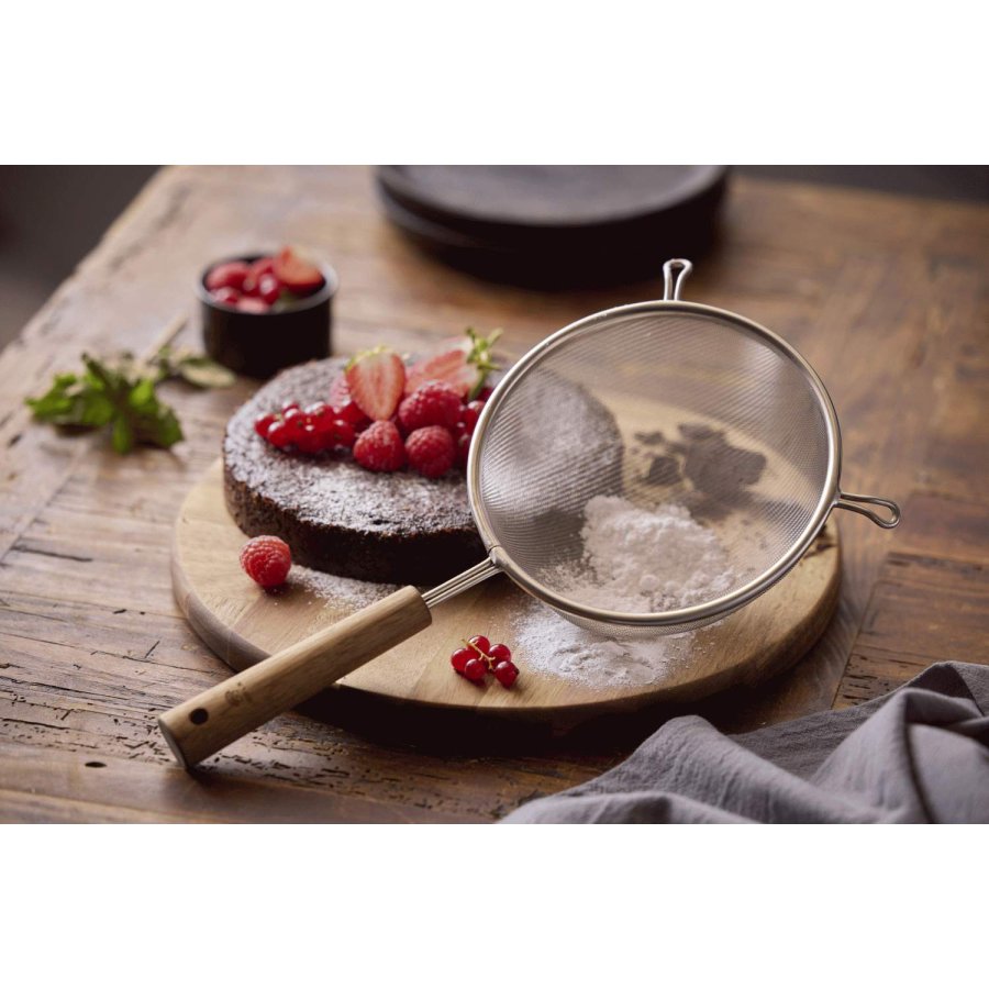 HOLM Drahtsieb 16 cm, Stahl/Akazienholz