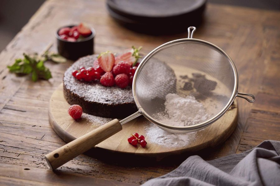 HOLM Drahtsieb 16 cm, Stahl/Akazienholz