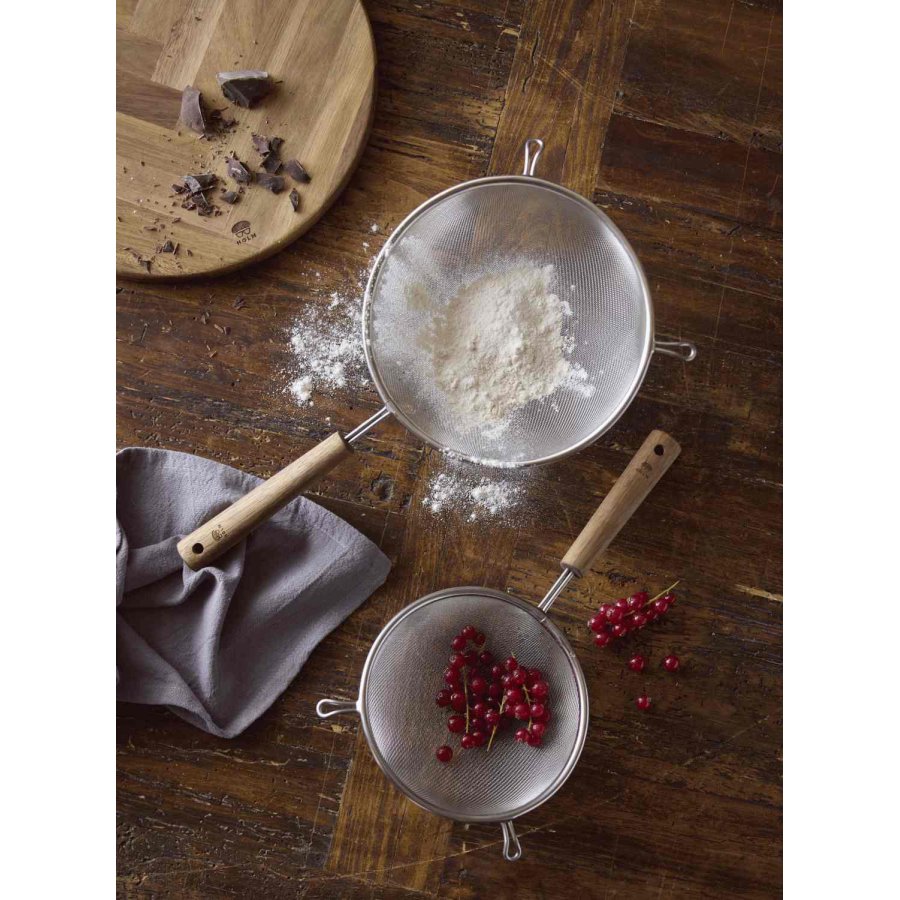 HOLM Drahtsieb 20 cm, Stahl/Akazienholz