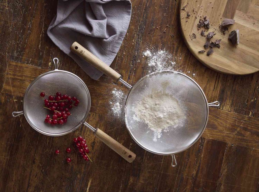 HOLM Drahtsieb 20 cm, Stahl/Akazienholz