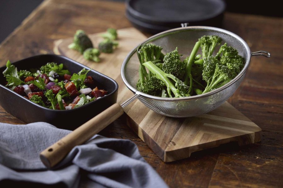 HOLM Drahtsieb 20 cm, Stahl/Akazienholz