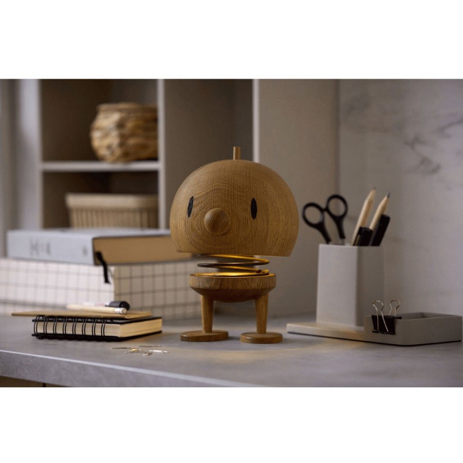 Hoptimist Drahtlos Tischlampe LED H15 cm, Eiche