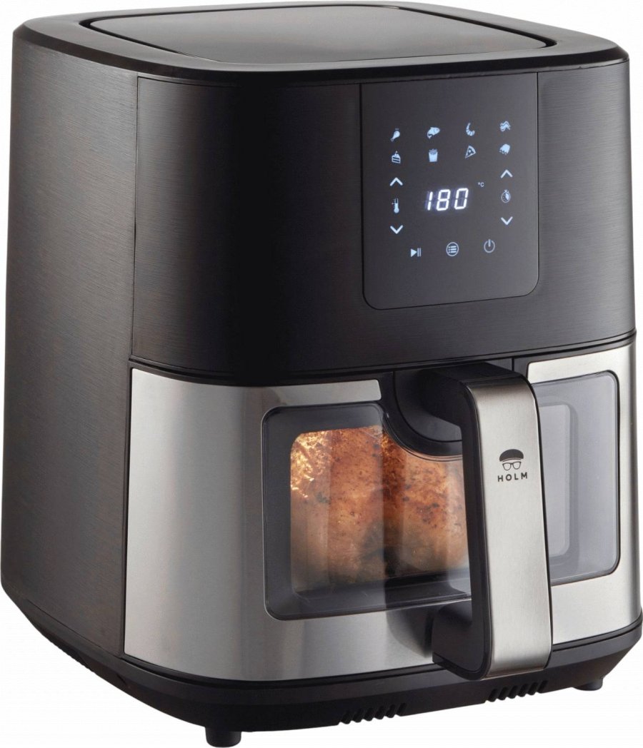 HOLM Heiluftfritteuse mit Fenster 9 L, Schwarz