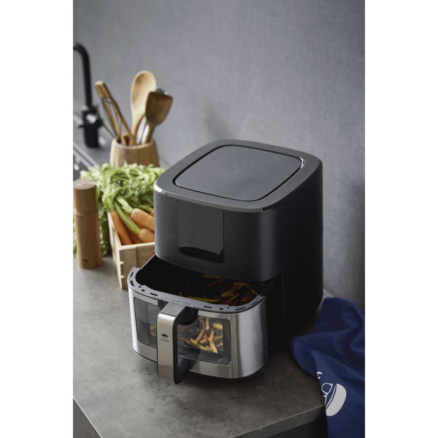 HOLM Heiluftfritteuse mit Fenster 9 L, Schwarz