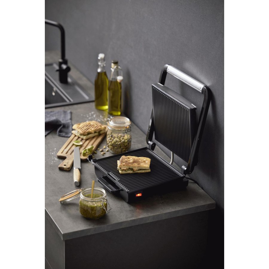 HOLM Paninigrill 2000W, Silber/Schwarz